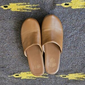 Charlotte Stone Women's Tan Leather Mules